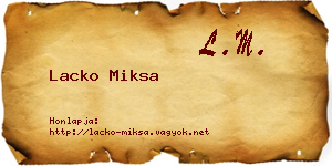 Lacko Miksa névjegykártya